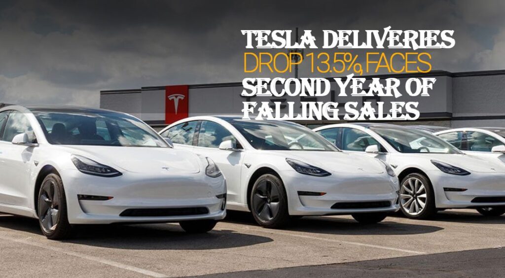 Tesla Deliveries Drop 13.5%, Faces Second Year of Falling Sales
