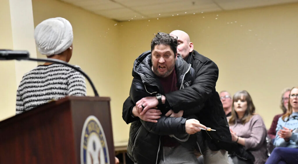 Rep. Ilhan Omar Sprayed with Liquid At Town Hall